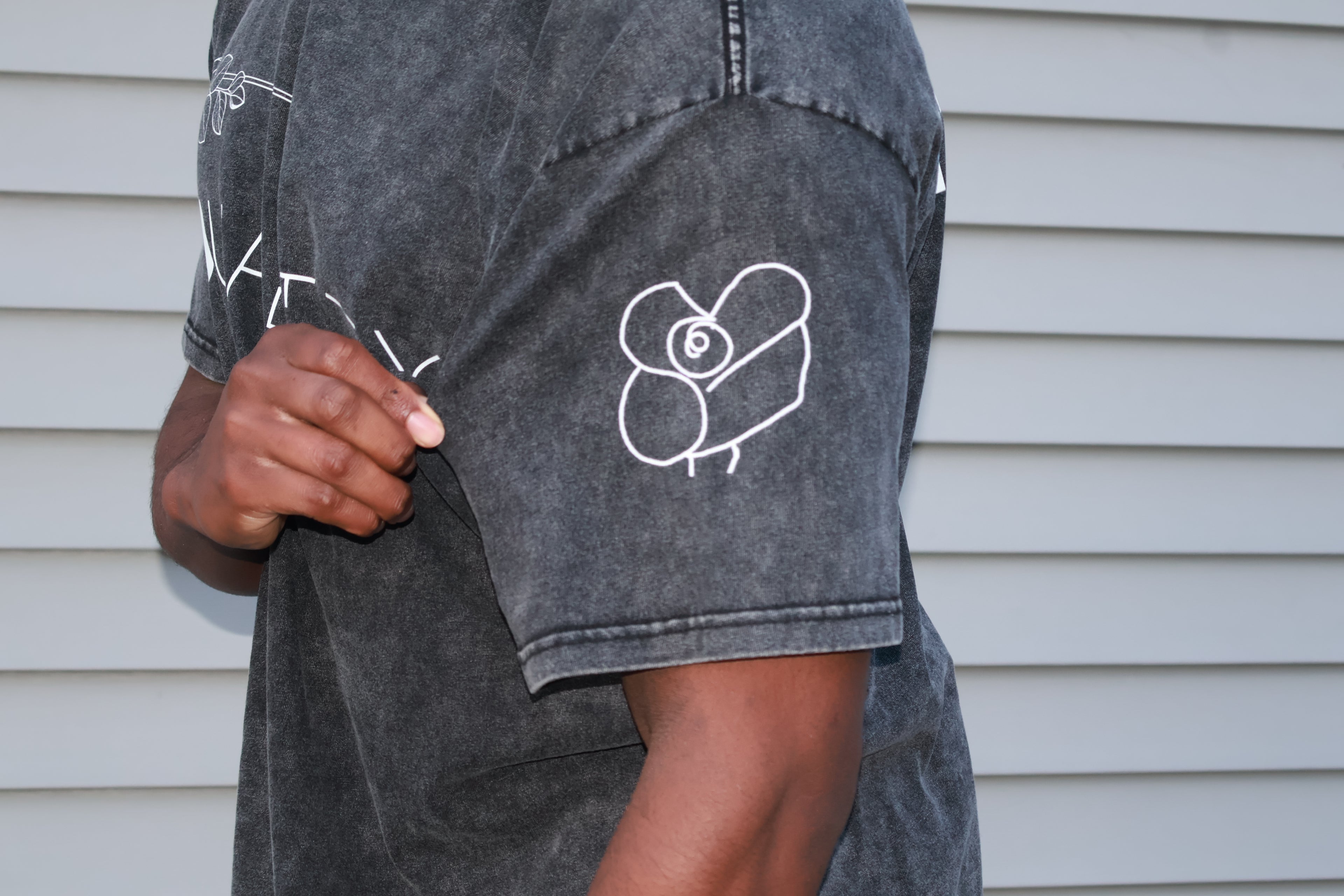 Rose Print Duality Snow Washed T Shirt