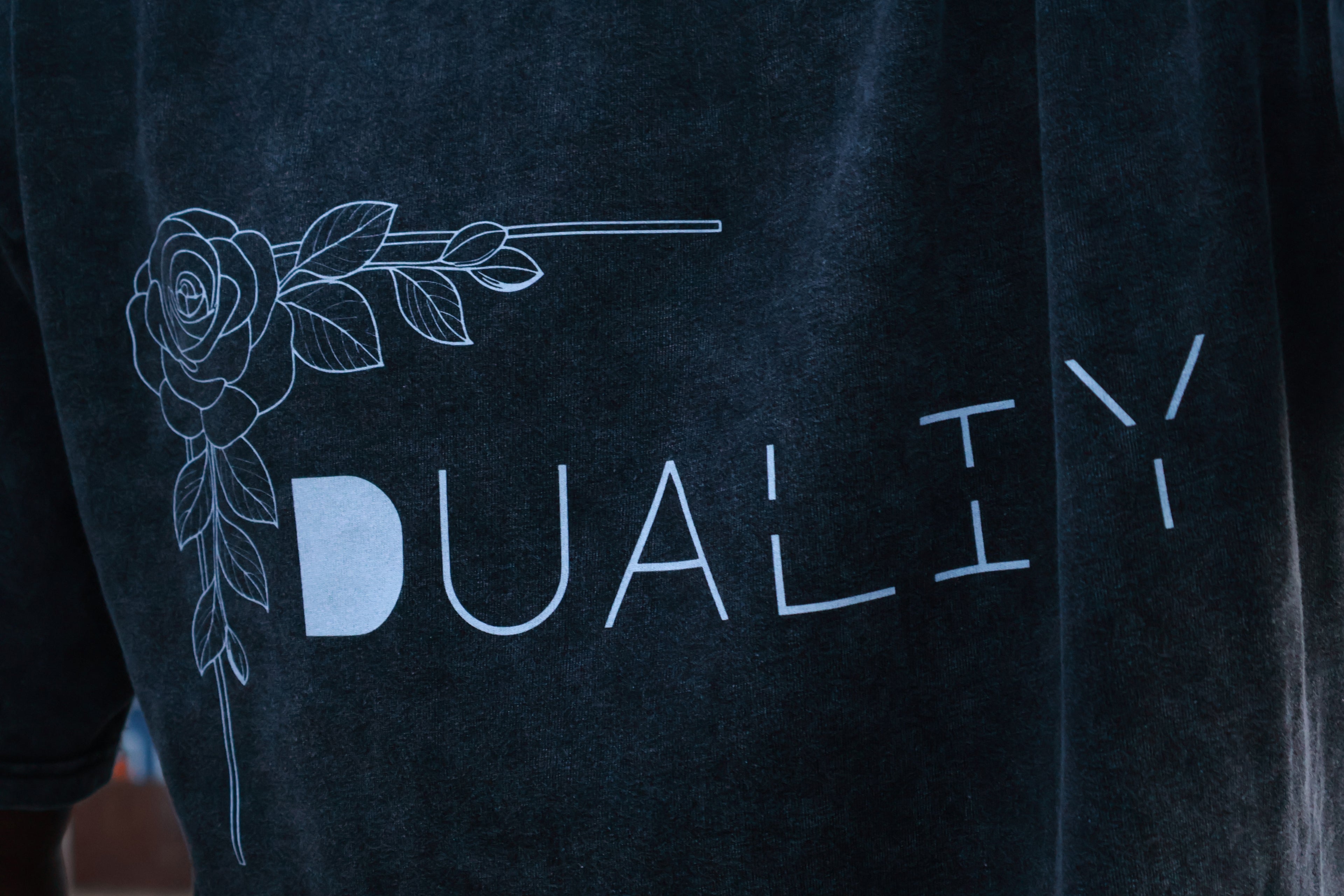 Rose Print Duality Snow Washed T Shirt
